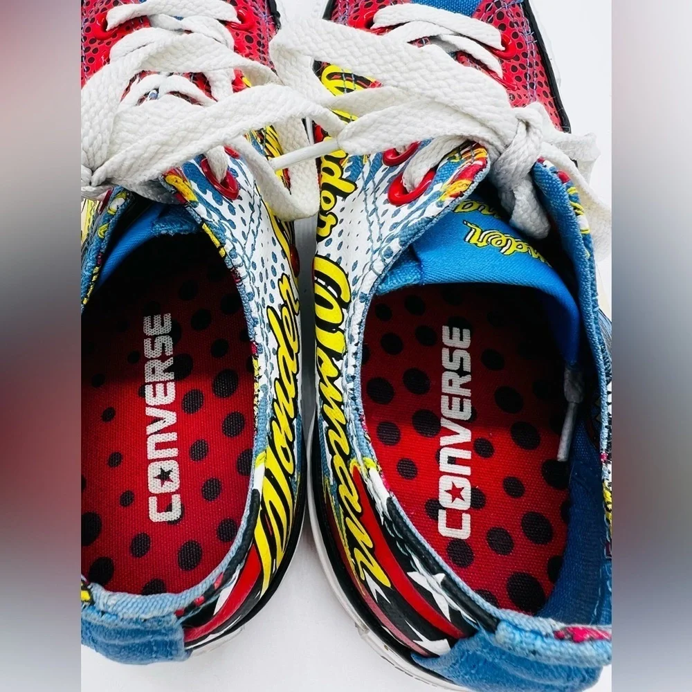 Converse Wonder Woman Red and Blue Sneakers Classic Canvas Style Size 4.5